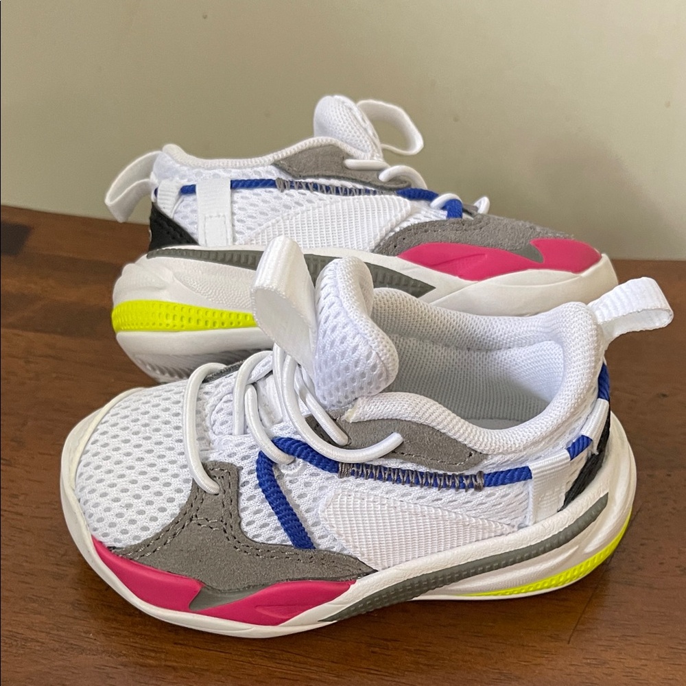 Puma Kids Sneakers in White, Pink, and Gray